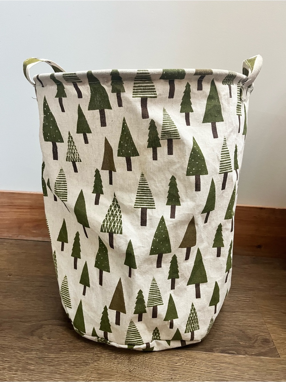 Green Tree Print Canvas Storage Basket